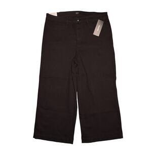 OAT NEW YORK NEW‎ $96 Black High Waist Wide Leg Stretch Denim Cropped Jean 32